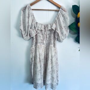 CJLA • square neck cream floral mini dress